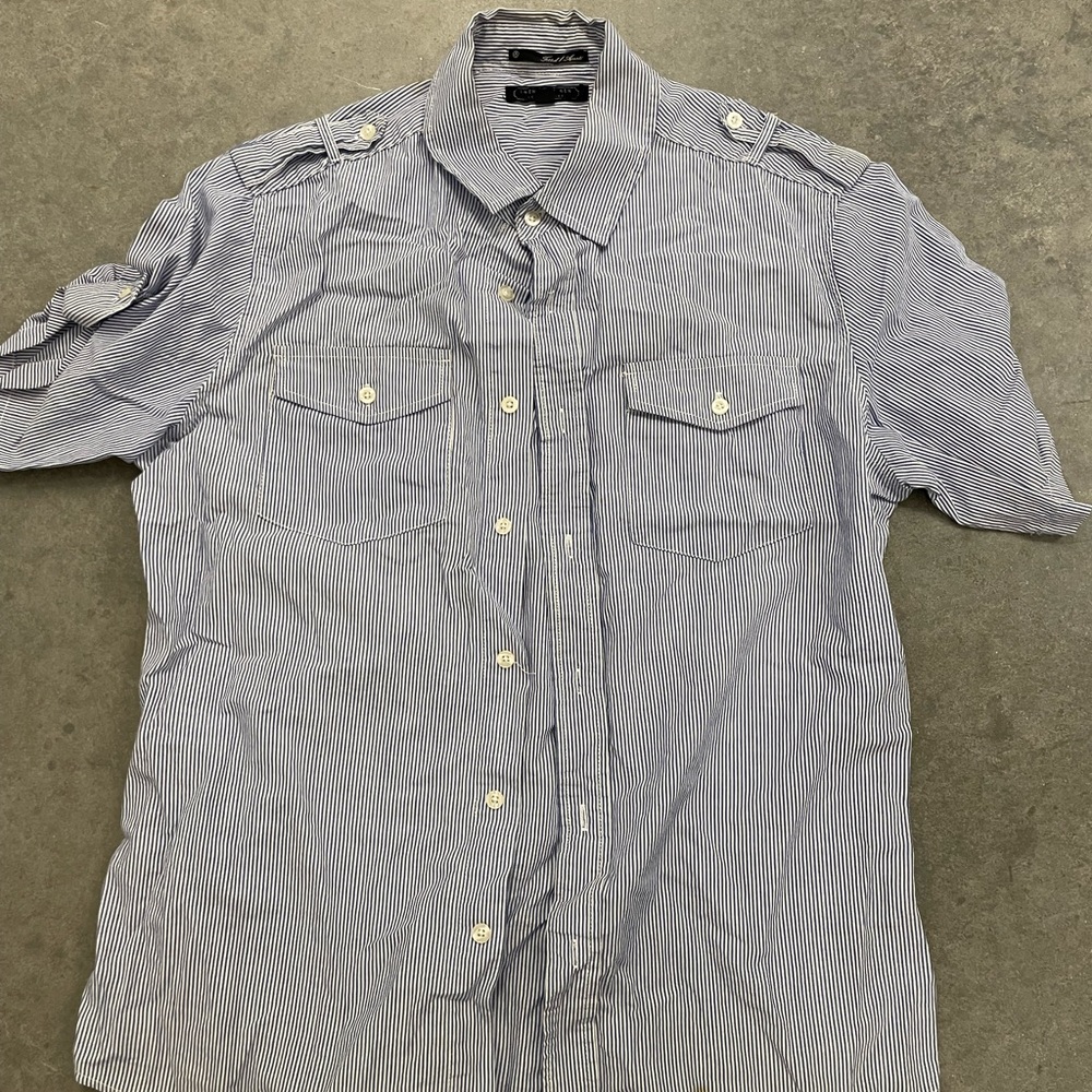 Forever 21 Navy Striped Casual Shirt